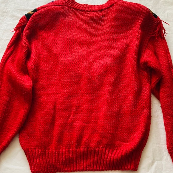 Stefano World Wide Large Red Fringe Cardigan - Picture 2 of 5